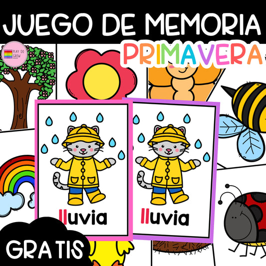 GRATIS Primavera Juego de Memoria. Preescolar y 1ero Primaria