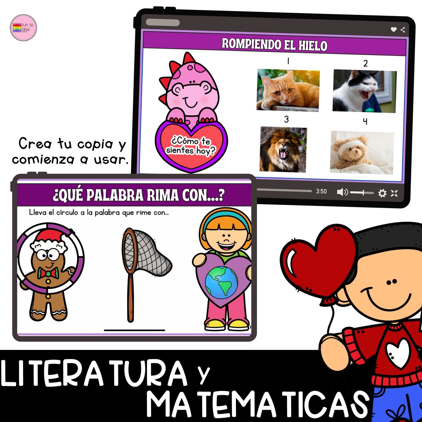 Gratis Febrero Google DIapositivas | Preescolar y Primaria | Lectura y Números