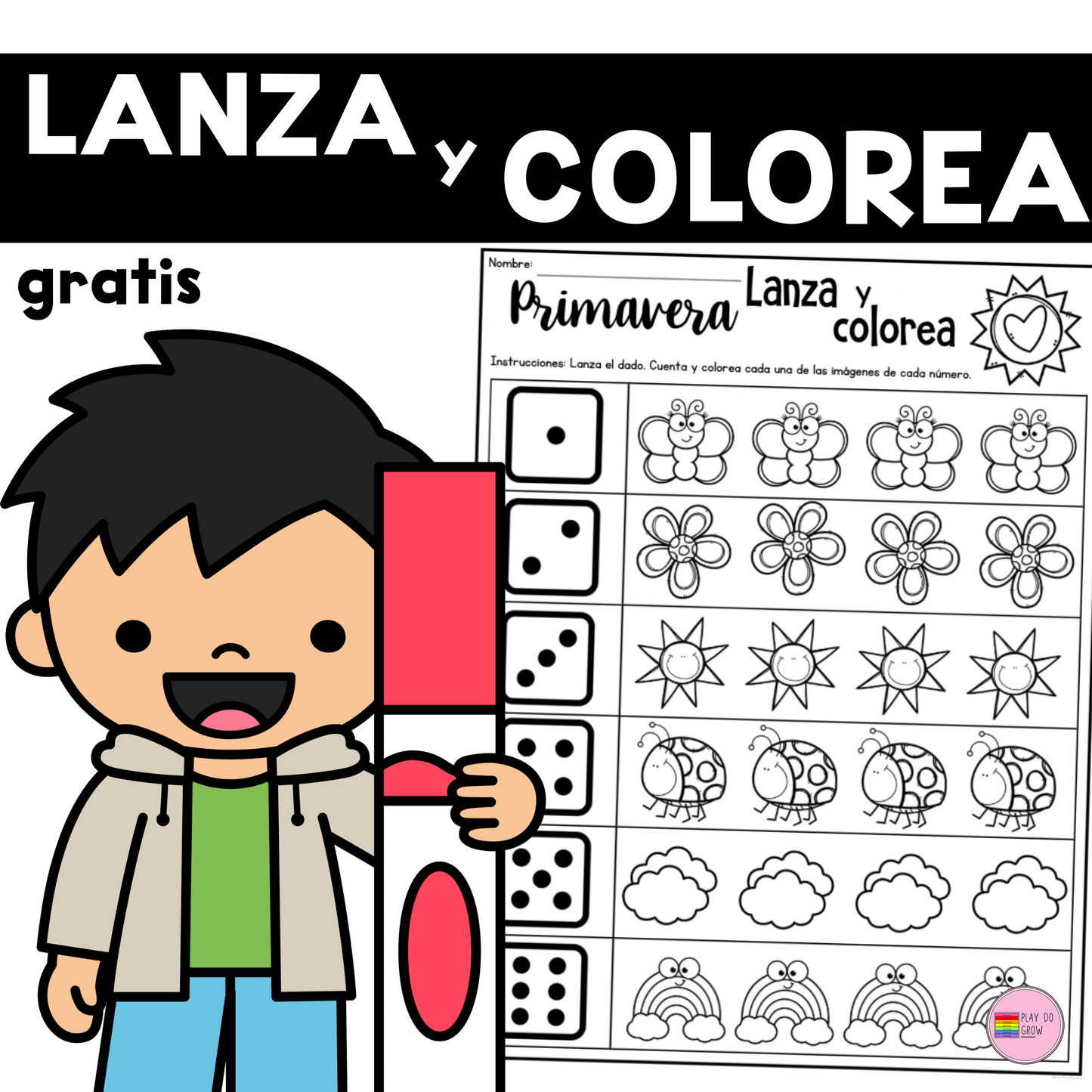 GRATIS Lanza y Colorea Primavera | Preescolar y Primaria