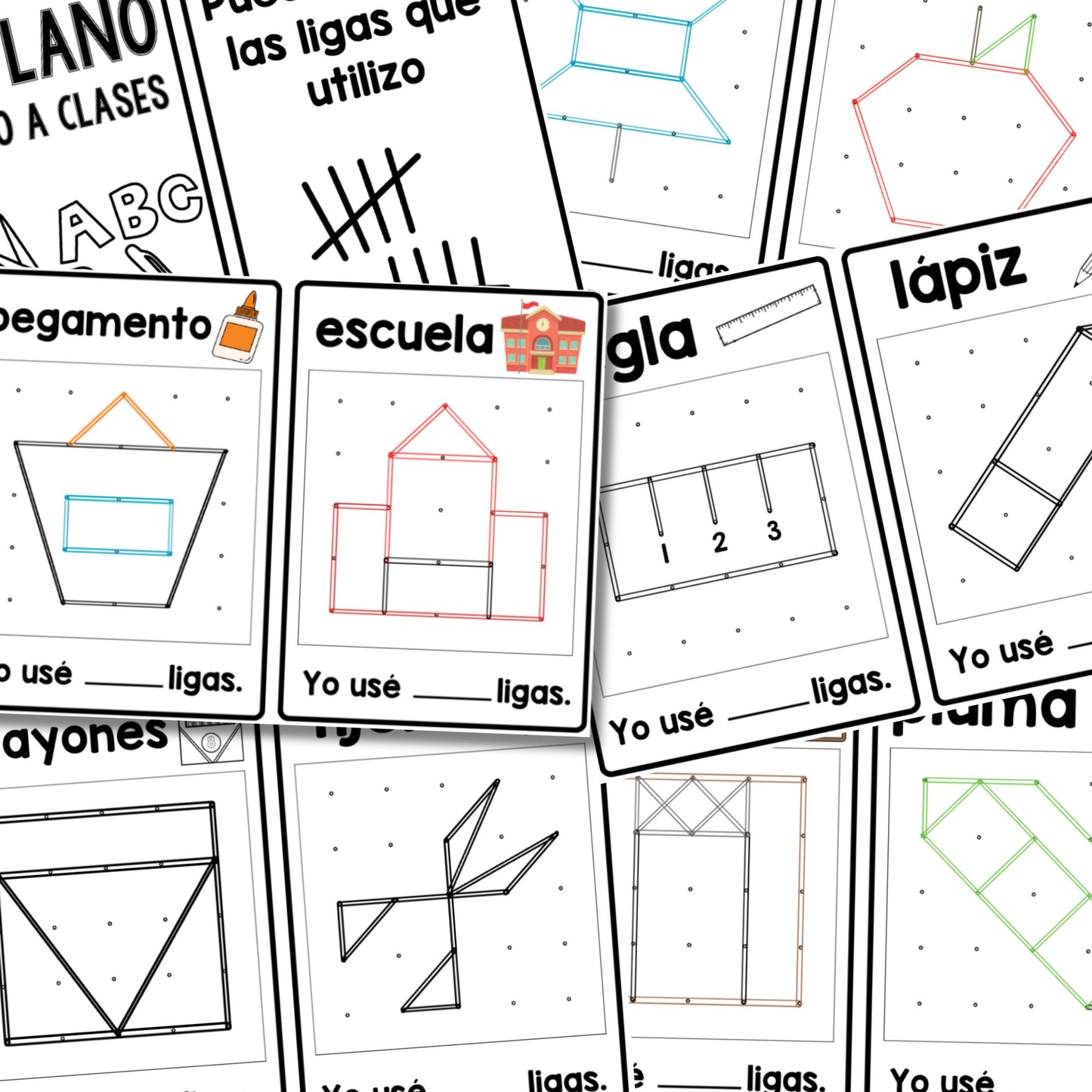 Tarjetas Geoplano Regreso a Clases | Motricidad Fina Preescolar y Primaria