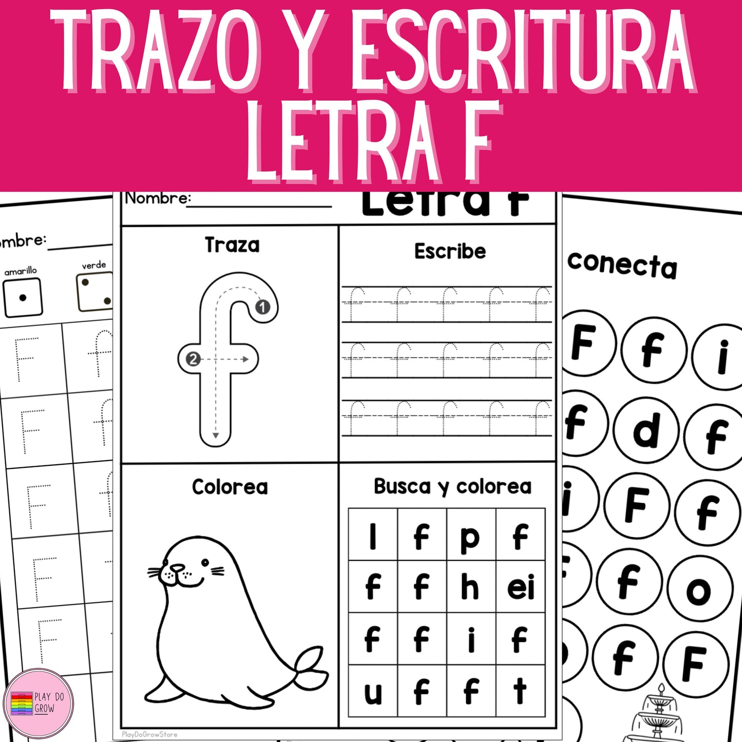 Letra F - Letra de la Semana. 12 Hojas de trabajo | PreK & Kindergarten
