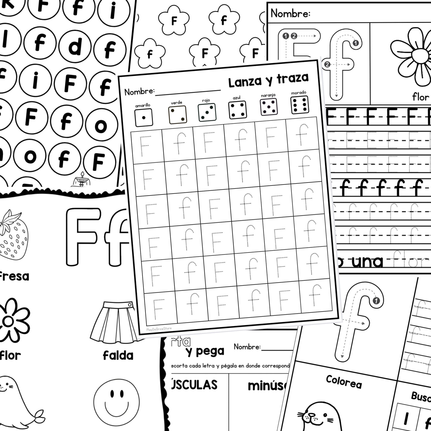 Letra F - Letra de la Semana. 12 Hojas de trabajo | PreK & Kindergarten