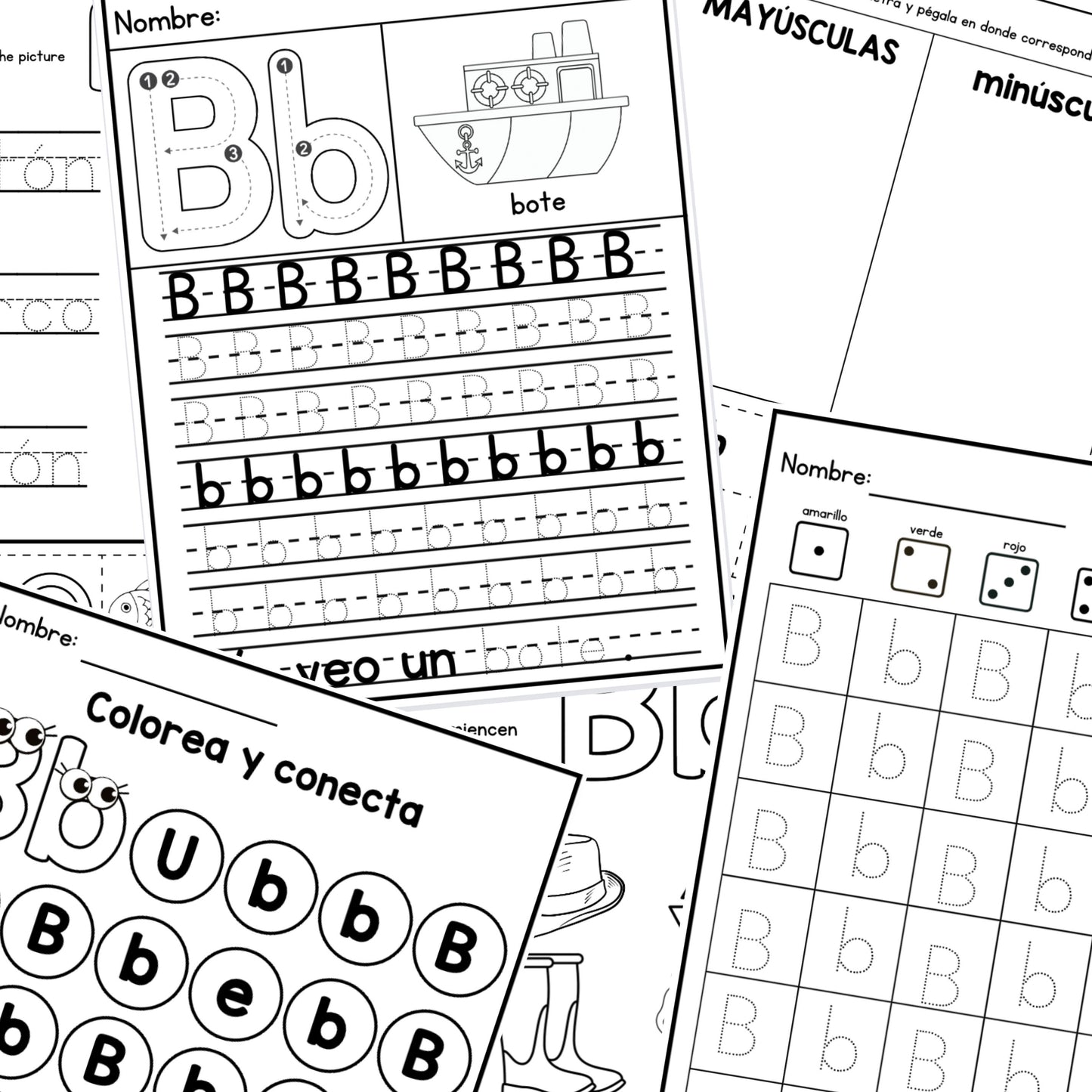 Letra B - Letra de la Semana. 12 Hojas de trabajo | PreK & Kindergarten