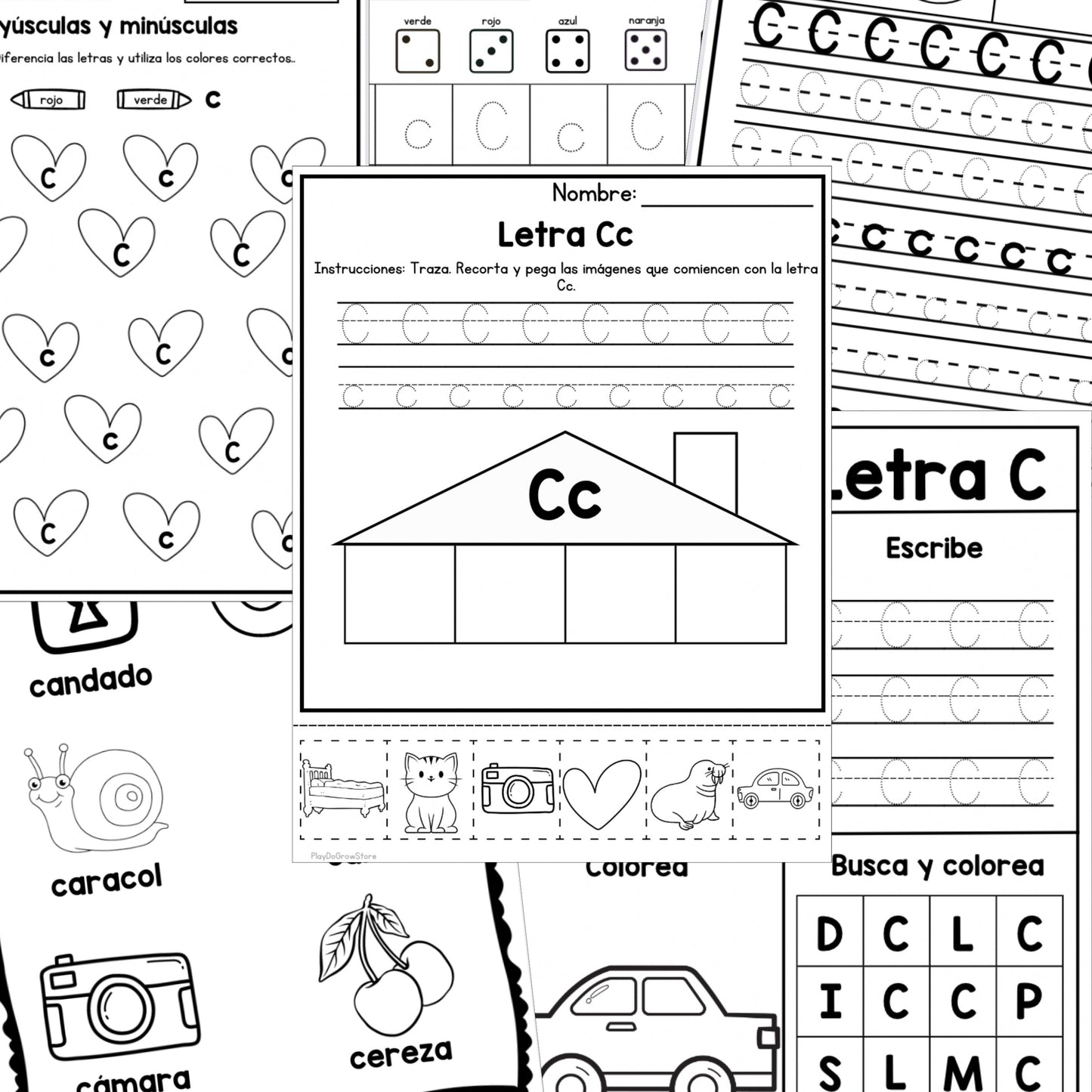 Letra C - Letra de la Semana. 12 Hojas de trabajo | PreK & Kindergarten