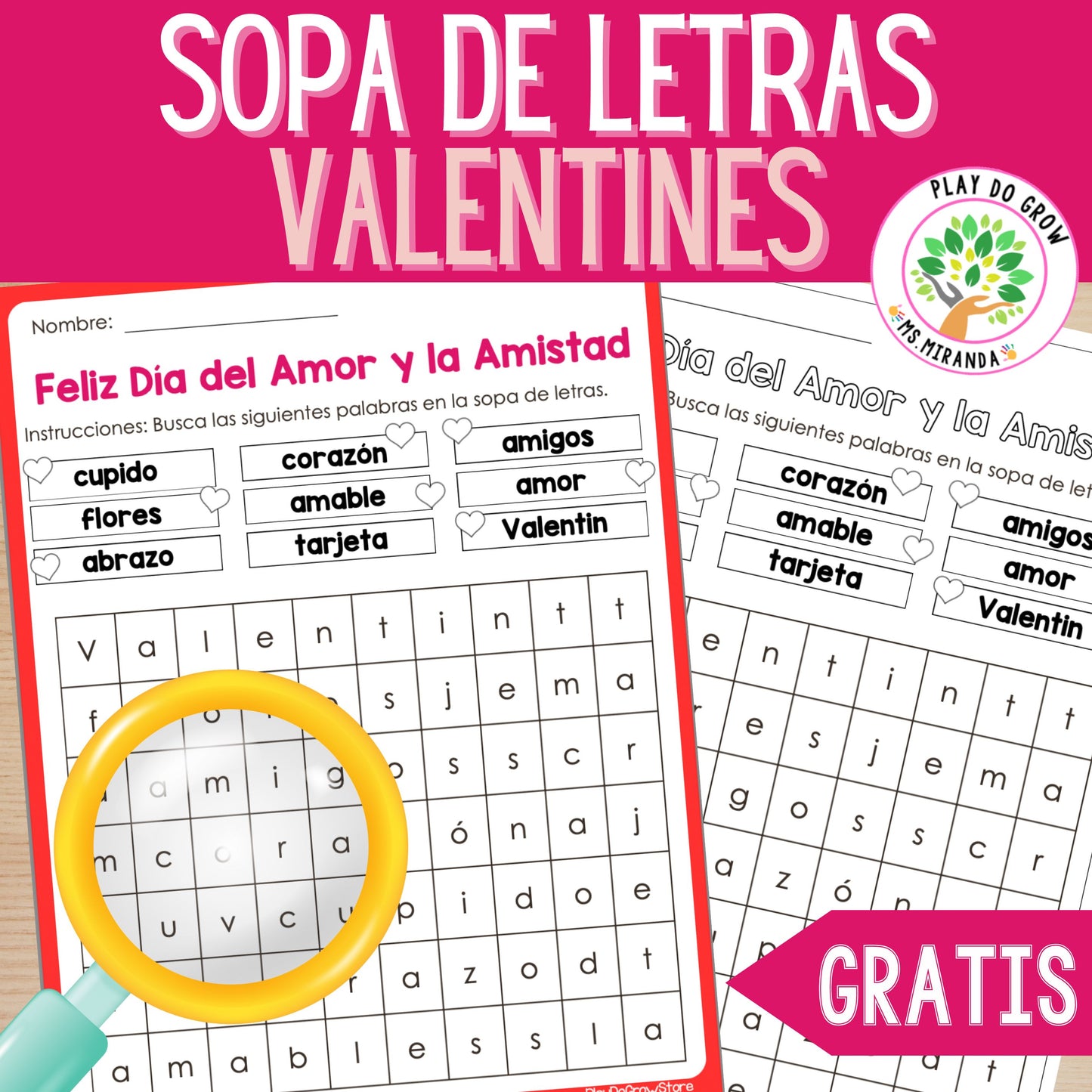 GRATIS Sopa de Letras San Valentín | Preescolar y Primaria Actividad