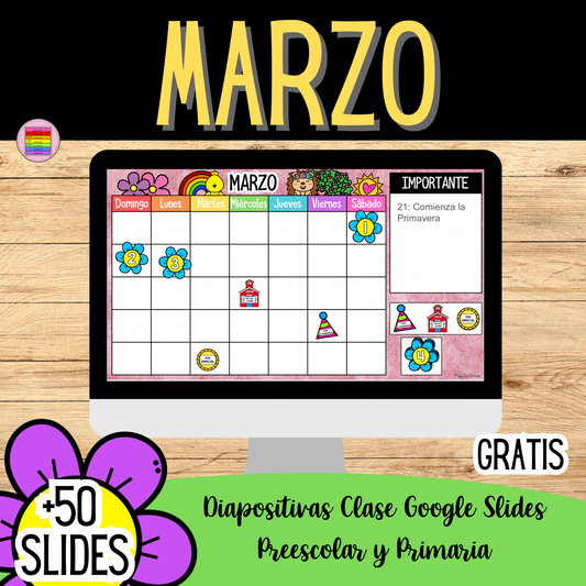 Marzo Diapositivas Gratis Google Slides Primavera | Preescolar y Primaria