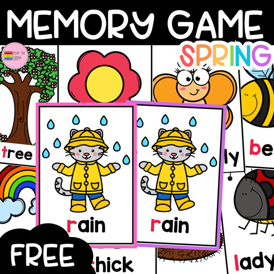 FREE Spring Memory Game. Vocabulary Word Cards Preschool & Kindergarten