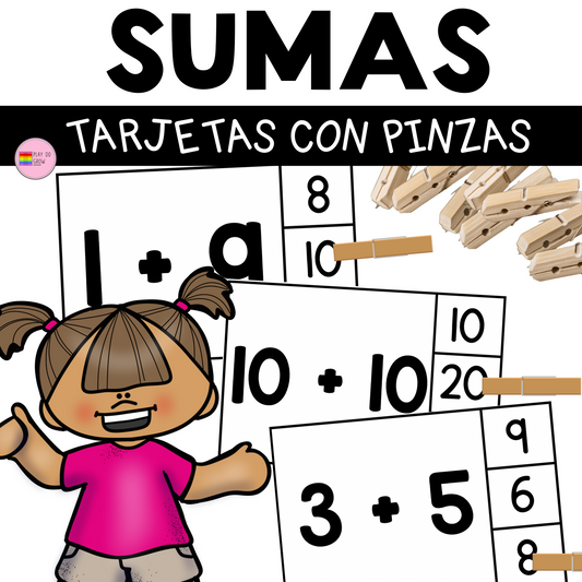GRATIS Sumas Tarjetas de Pinza Preescolar y Primaria
