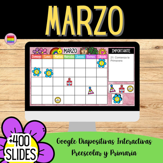 Marzo +400 Diapositivas Google App Primavera Preescolar y Primaria