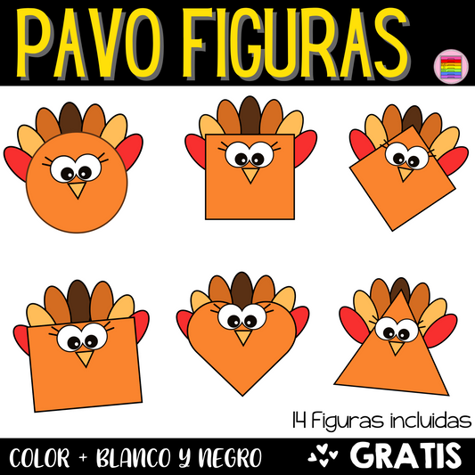 GRATIS Clip Arts Figuras de Pavo. Gratitud y Noviembre. Imágenes Digitales