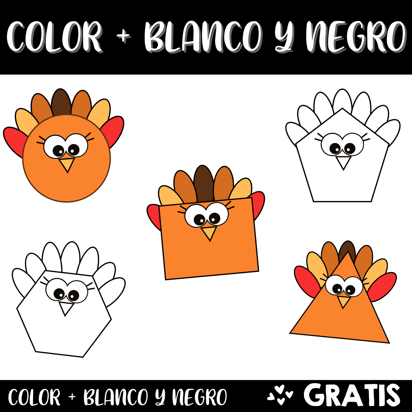 GRATIS Clip Arts Figuras de Pavo. Gratitud y Noviembre. Imágenes Digitales