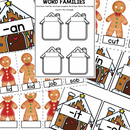 Christmas Word Families Gingerbread Cookies | Literacy & Phonics Game