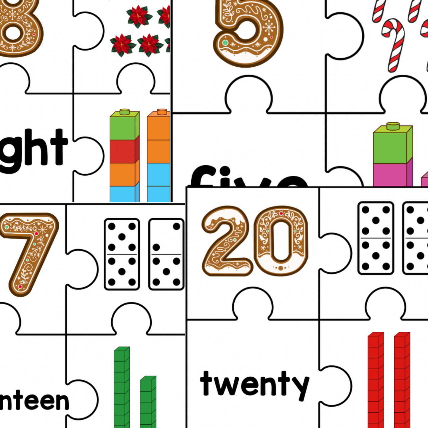 Christmas Number Puzzles 1 - 20. English Version | Math Game