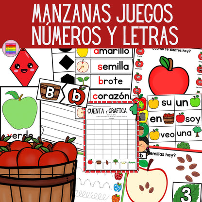 Manzanas Juegos de Letras y Números | Preescolar y Primaria. Actividades