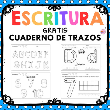 GRATIS Cuaderno de Trazo | Letras y Números. Preescolar y Primaria