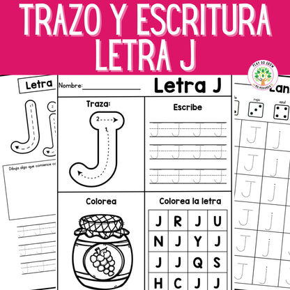 Letra J - Letra de la Semana. 12 Hojas de trabajo | Preescolar y Primaria