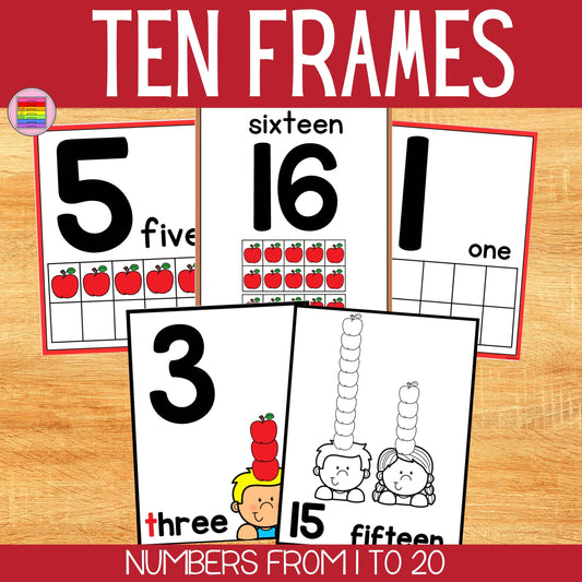 Autumn Ten Frame Cards Apple Themed Kindergarten and Elementary