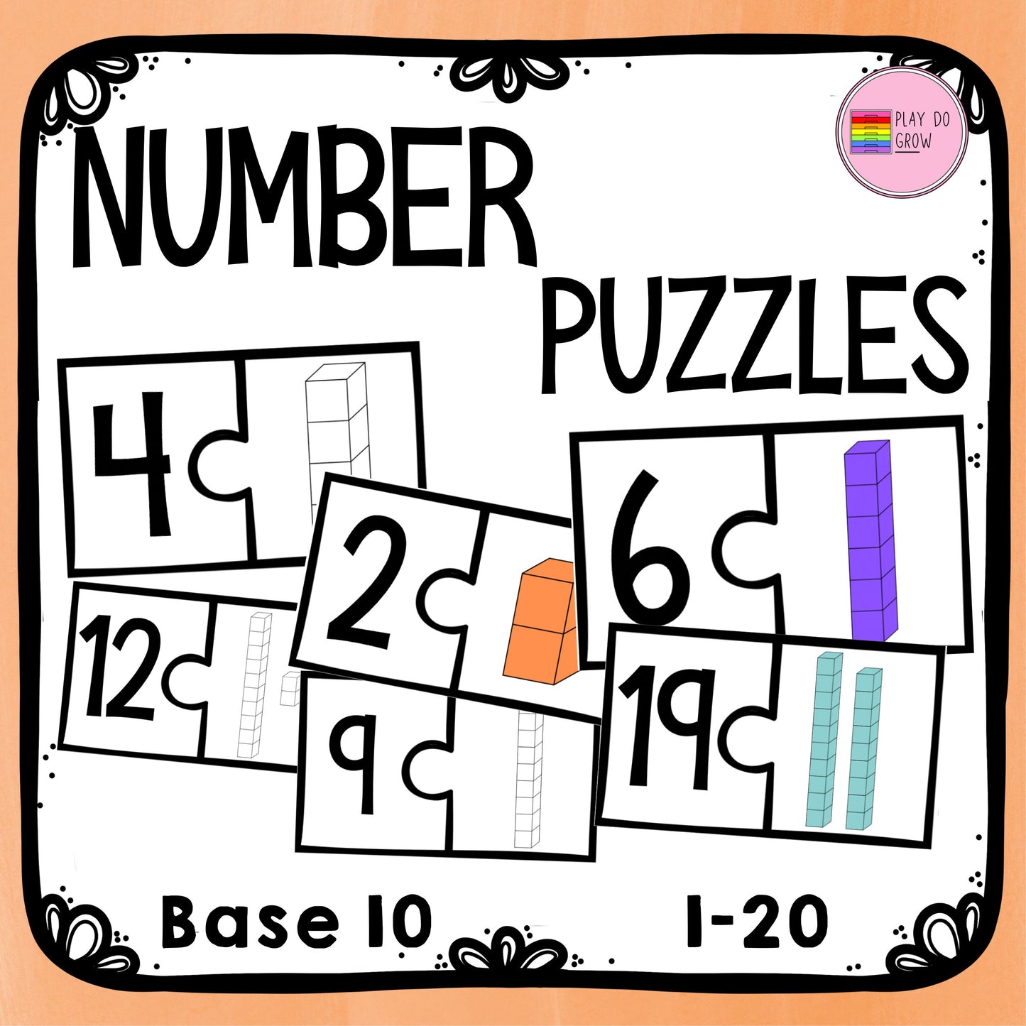 FREE 0-20 Number Puzzles Base 10 Cubes – Kindergarten & Elementary Math!