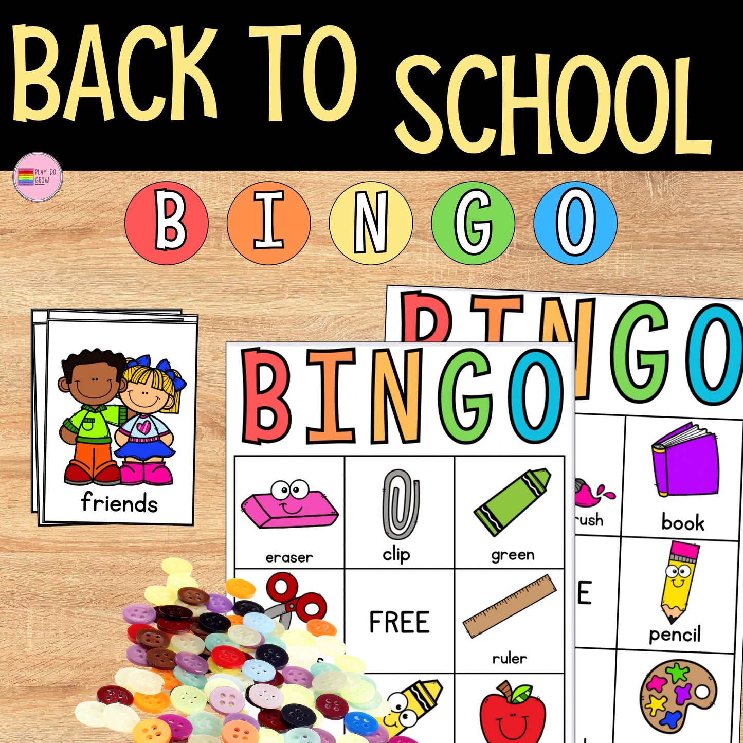 Bingo Back to School. School Supplies | PreK, Kindergarten & Elementary