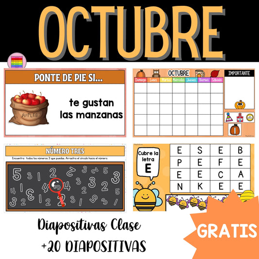 GRATIS Octubre Calabazas Diapositivas Interactivas Clase | Preescolar y Primaria