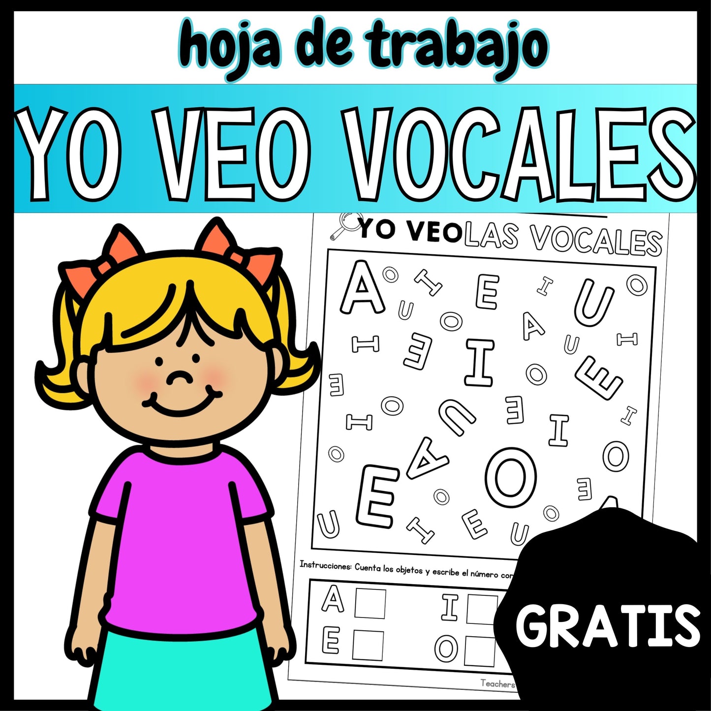 GRATIS Yo Veo Vocales | Hoja de trabajo | Preescolar y Primaria