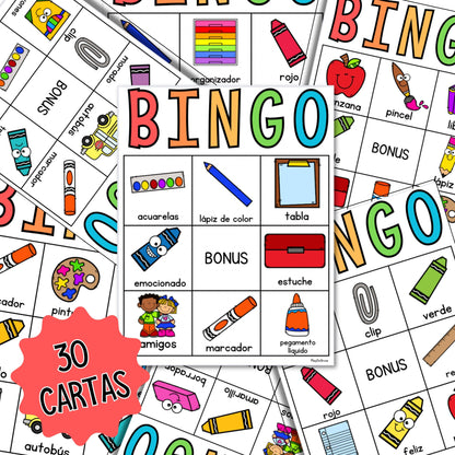 Bingo Regreso a Clases. Útiles escolares | Preescolar y Primaria Juego