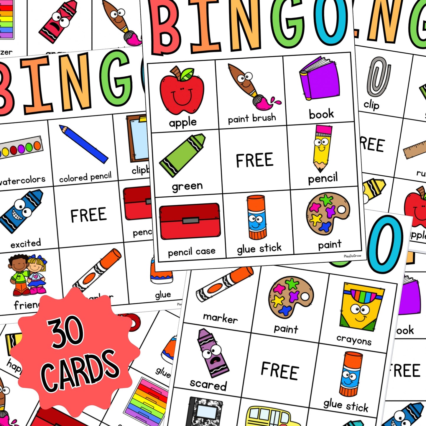 Bingo Back to School. School Supplies | PreK, Kindergarten & Elementary