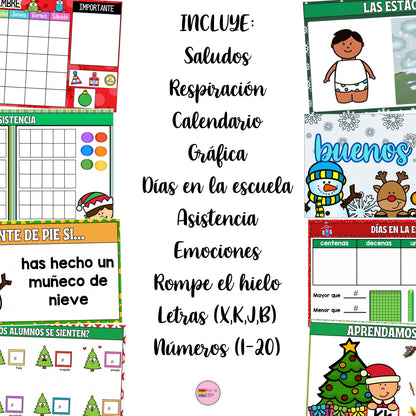 Diciembre Diapositivas. Google Slides. Preescolar y Primaria. Recursos Navidad