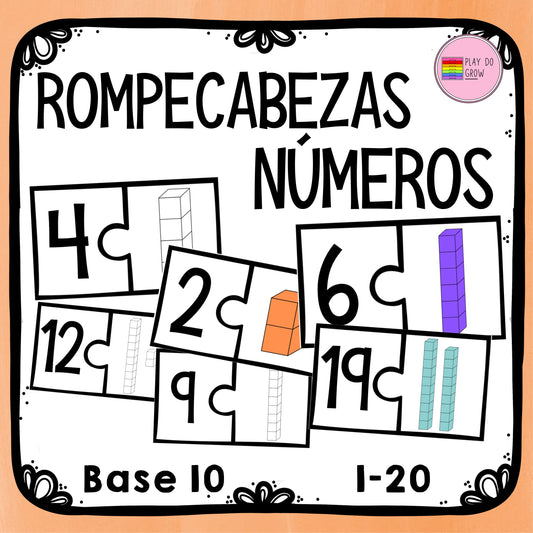 GRATIS Rompecabezas de Números del 0 al 20 Cubos de Base 10 | Preescolar y Primaria