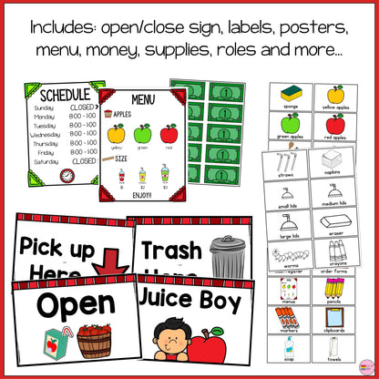 Apple Juice Bar Dramatic Play Center | Printable Posters, Props & Role-Play Activities