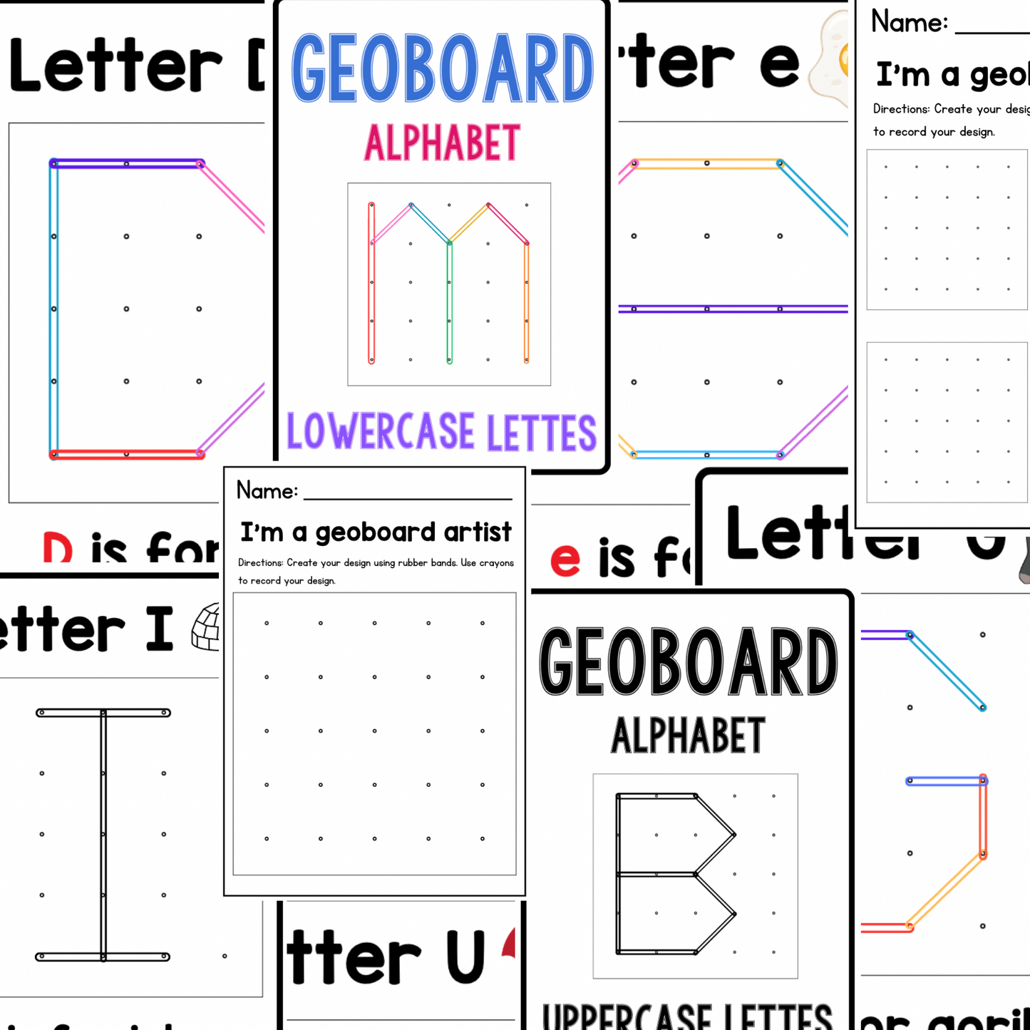 Alphabet Geoboard Task Cards | Literacy & Motor Skills Activity