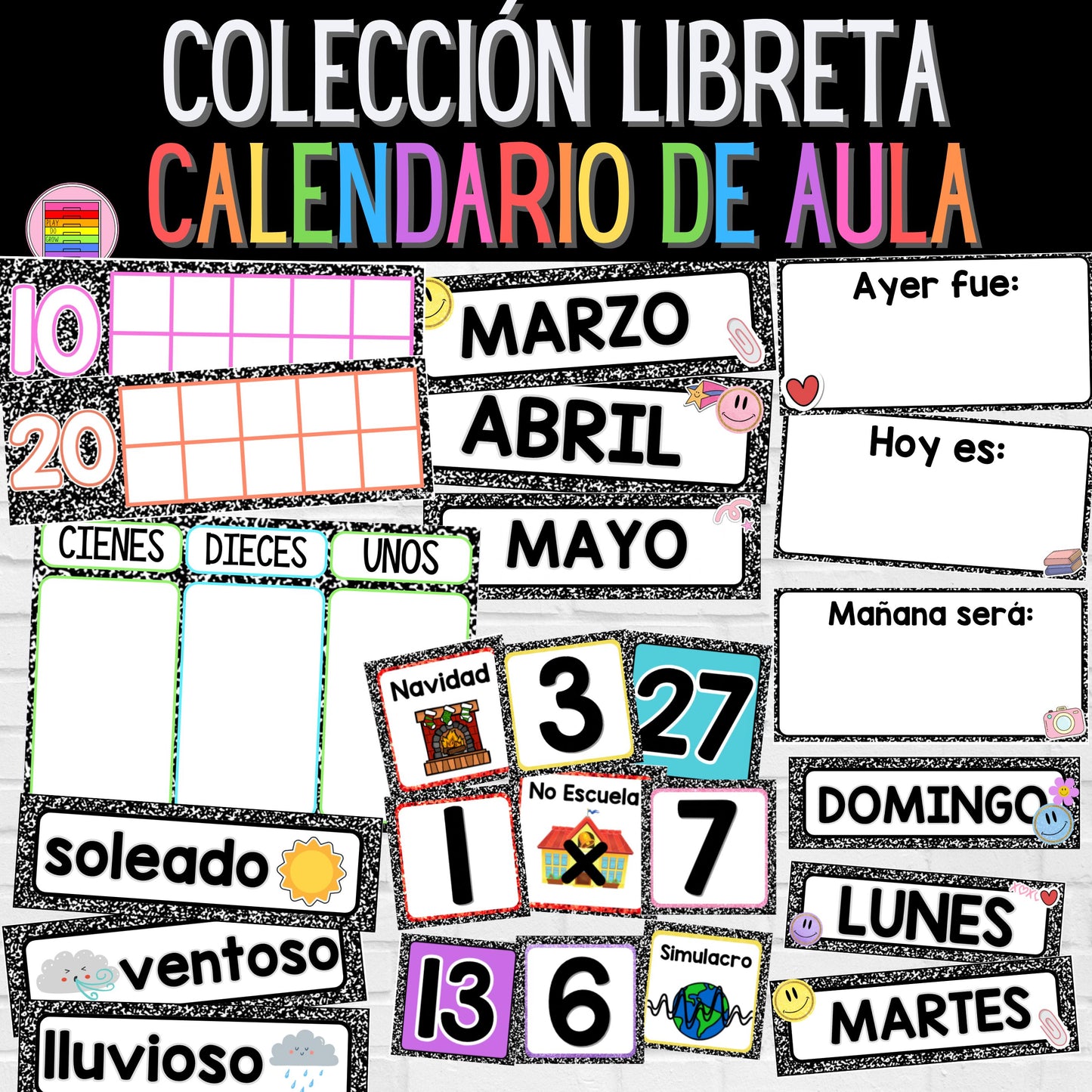 Calendario Escolar Colección Libreta | Decoración Aula Regreso a Clases