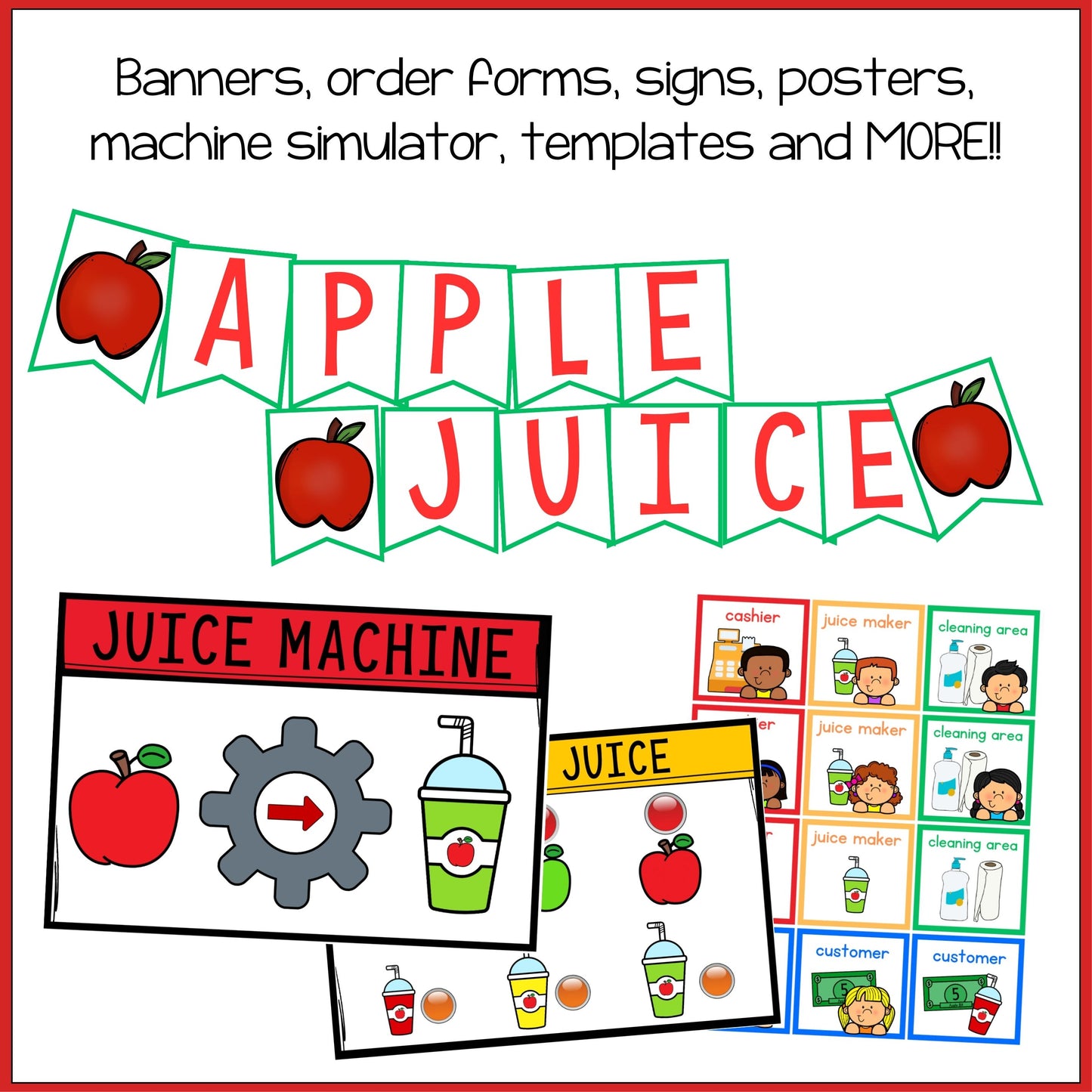 Apple Juice Bar Dramatic Play Center | Printable Posters, Props & Role-Play Activities