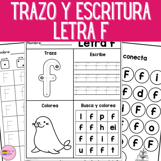 Letra F - Letra de la Semana. 12 Hojas de trabajo | PreK & Kindergarten