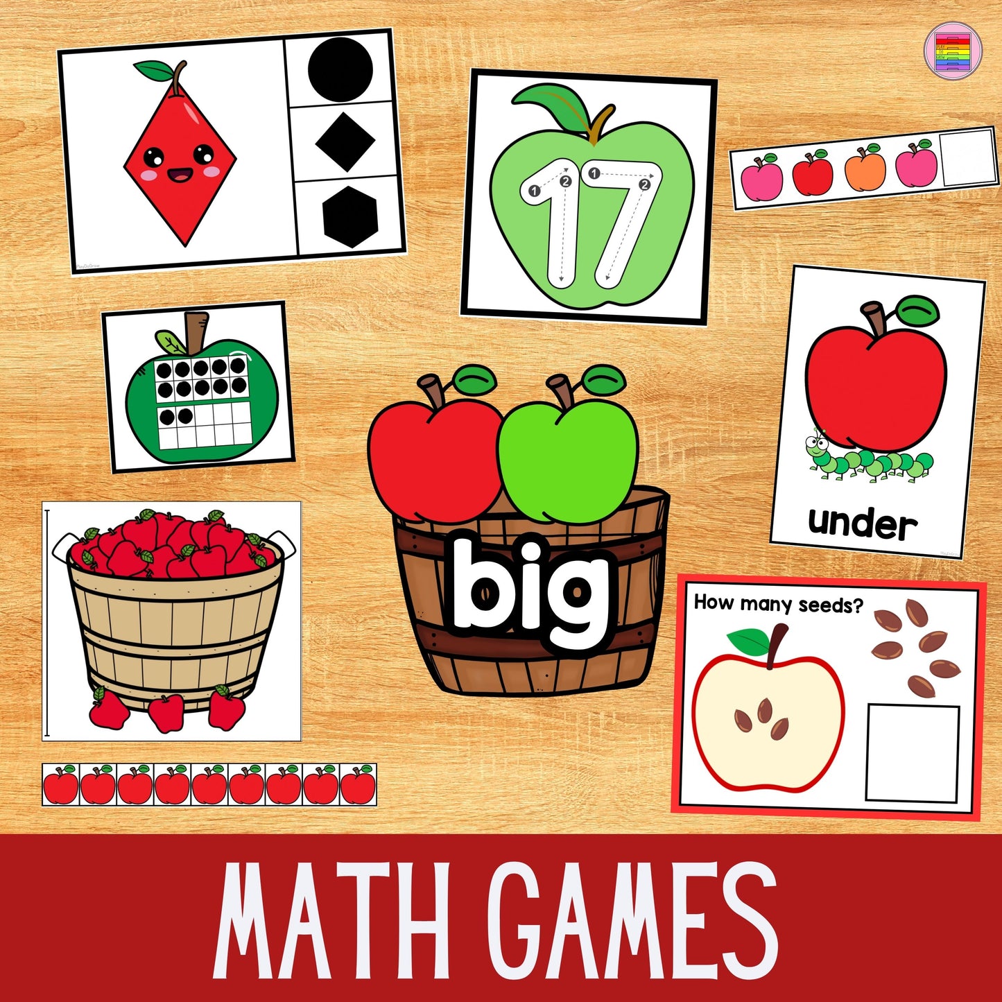 Apples Theme Centers Math & Literacy Games | PreK,Kindergarten & Elementary