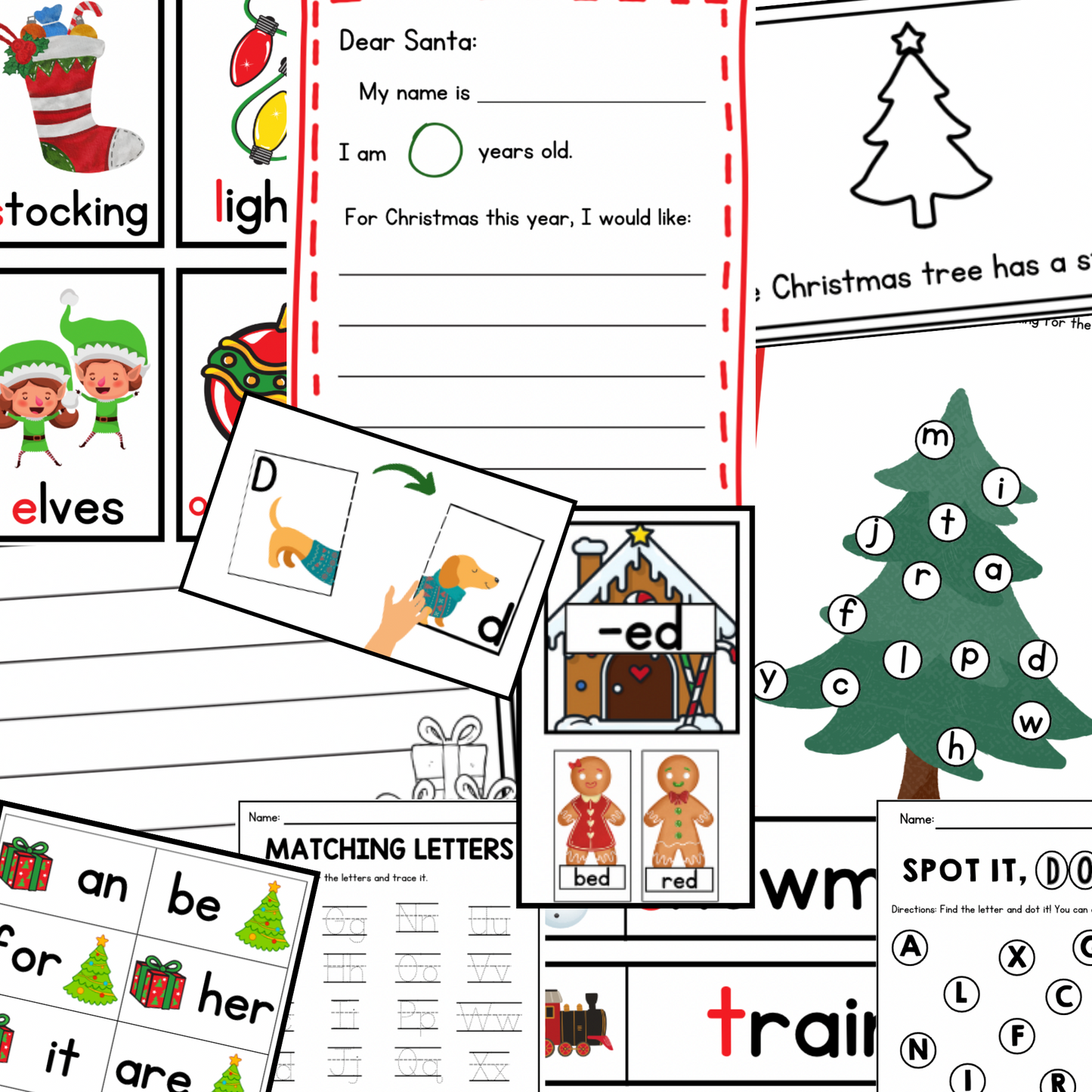 Christmas Bundle Math & Literacy Centers. English Version | Pre-K and Kindergarten Activities