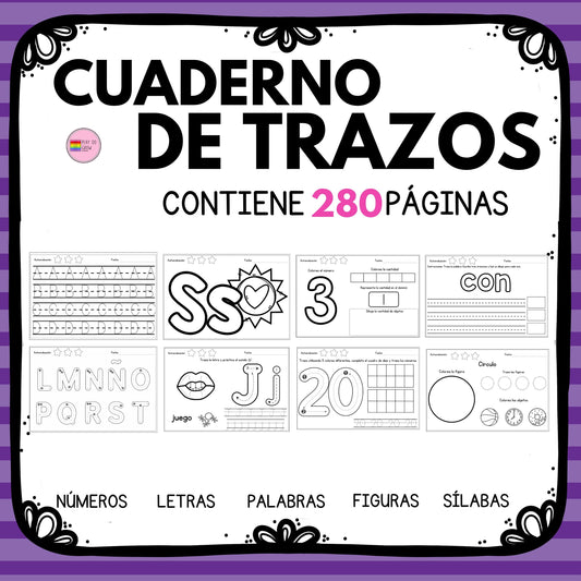 Cuaderno Trazos Letras y Números +250 Páginas | Preescolar y Primaria