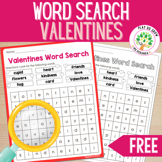 FREE Valentines Word Search | Kindergarten & Elementary Activity