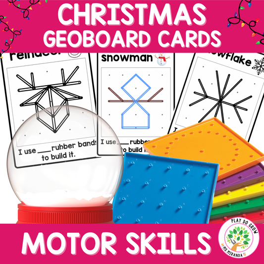 Christmas Geoboard Task Cards. English Version | Fine Motor & Math Activity.