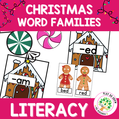 Christmas Word Families Gingerbread Cookies | Literacy & Phonics Game