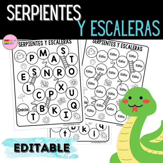 Serpientes y Escaleras Alfabeto Editable | Preescolar y Primaria