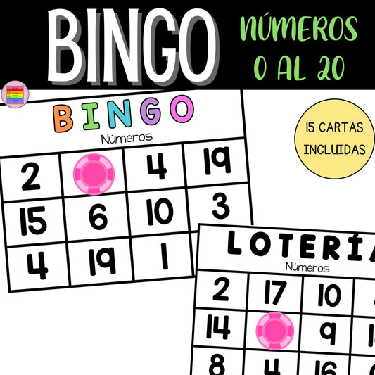 Bingo Números 0 - 20 | Matemáticas Preescolar y Primaria