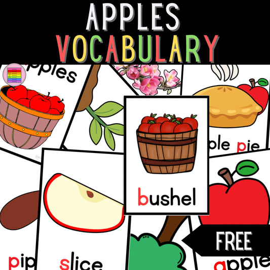 FREE Apples Theme Vocabulary Word Cards. September Writing Center | PreK,K&Elementary