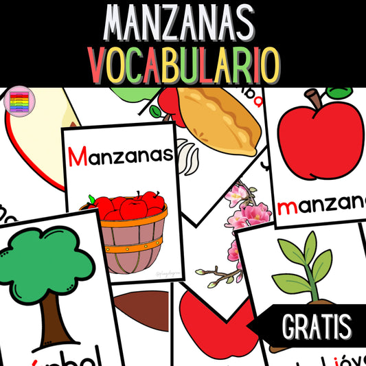 Gratis Vocabulario Manzanas. Tarjetas de Palabras. Escritura Septiembre. Preescolar y Primaria