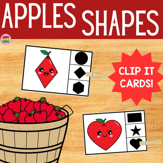 Apples Shapes Clip It Cards | PreK, Kindergarten & Elementary