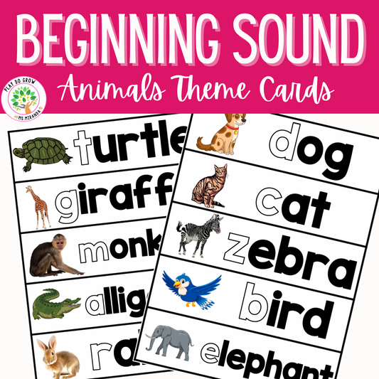 Beginning Sounds Alphabet Cards | Animals Theme