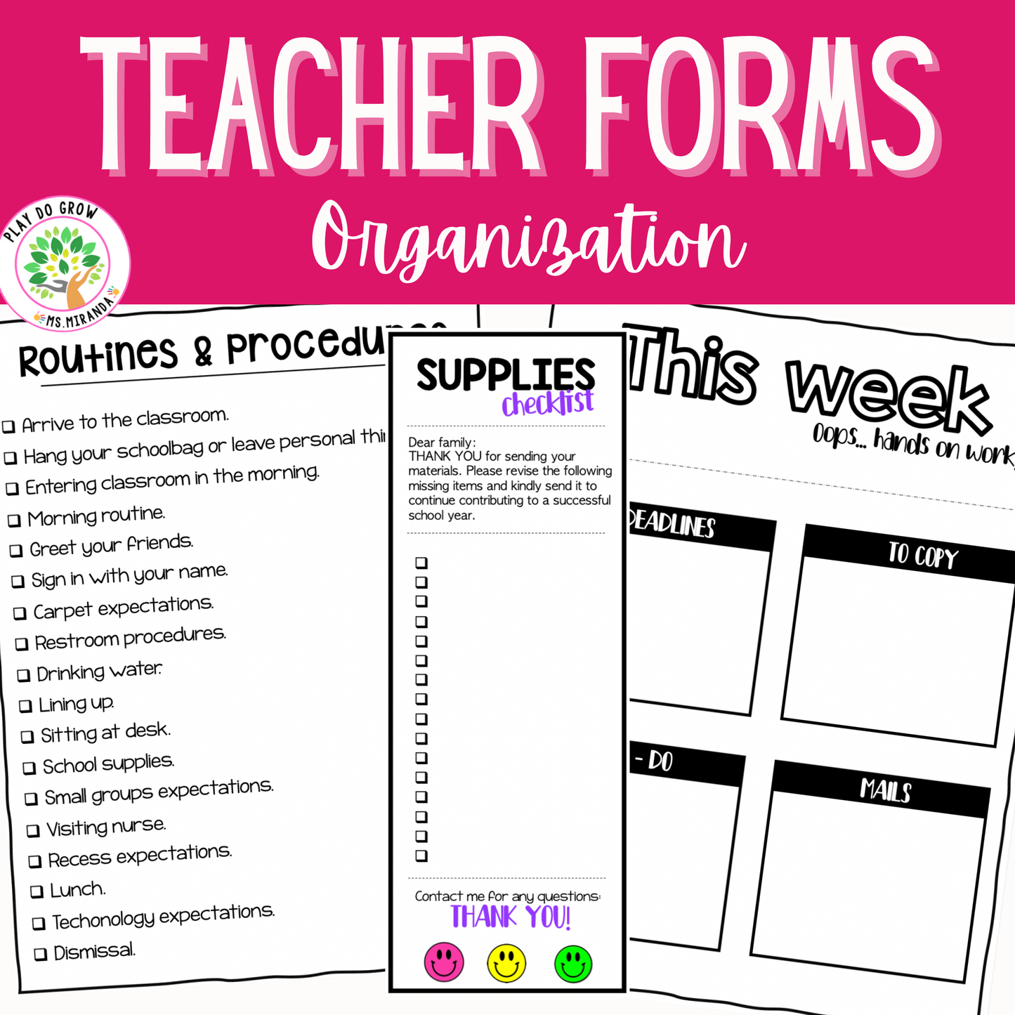 Teacher Forms | Back to School Resources