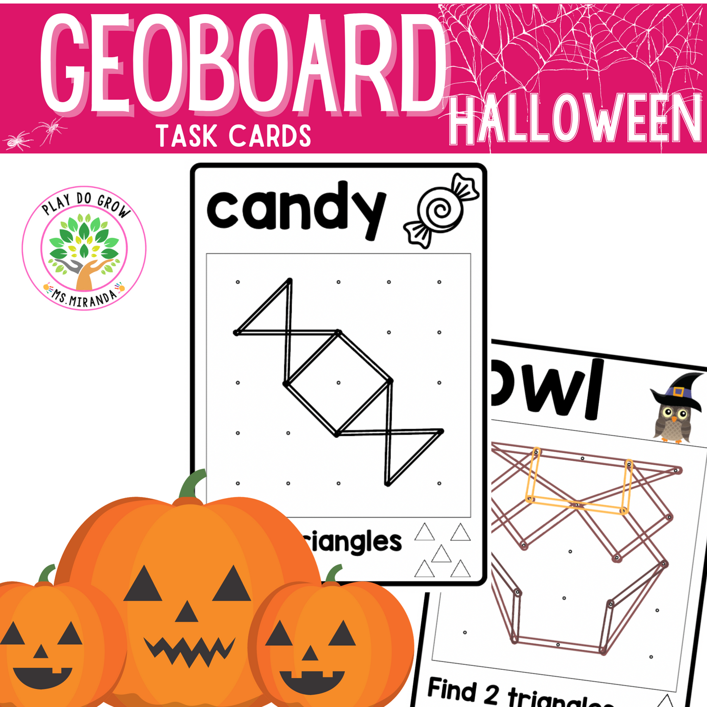 Halloween Geoboard. Job cards | English version