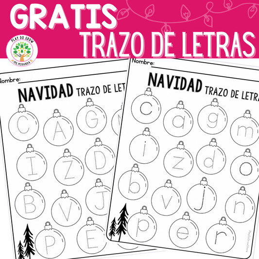 GRATIS Navidad Trazo de Letras | Escritura y Lectura