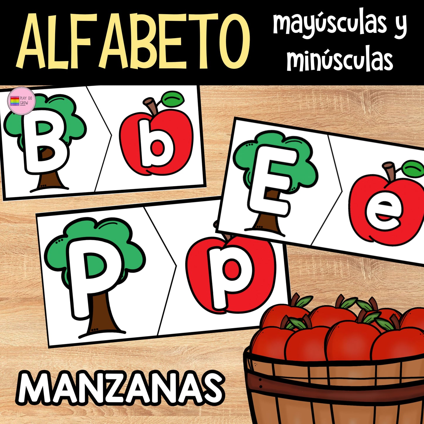 GRATIS Alfabeto Rompecabezas Mayúsculas y Minúsculas Manzanas. Actividad Otoño